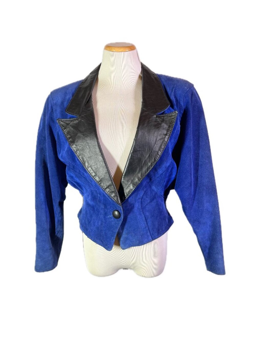 Vintage 1980s Outerwear by Phoenix Size M Cobalt Blue Suede Leather Jacket